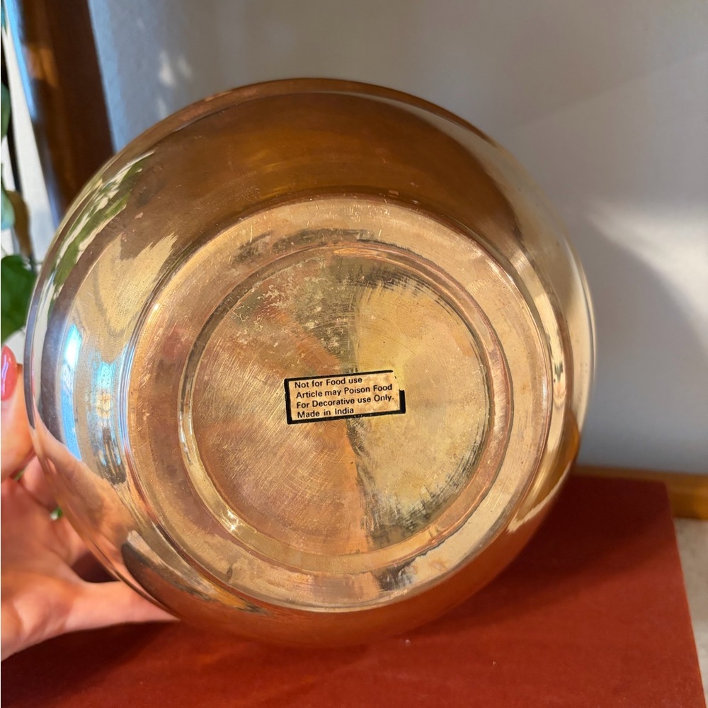 Vintage Brass Bowl Planter Pot with Heart Cutouts - Picture 8 of 10